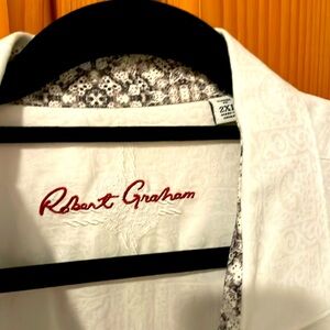 Stunning white Robert Graham button down with black accents and red trim.